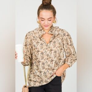 🍂Anthropologie First Love Longsleeve Mock Neck Satin Blouse Large